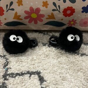 Black Pom Pom Hair Clips